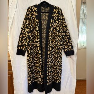 Torrid Black and Tan Leopard Duster Cardigan